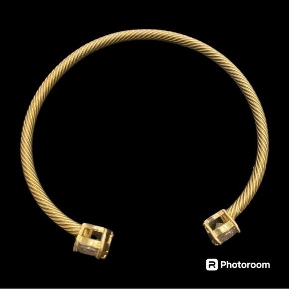 Vintage Gold Tone Twisted Cable Cuff Bracelet
